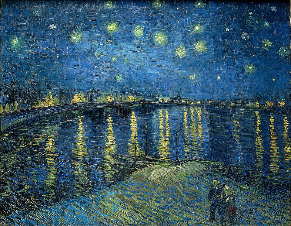 罗讷河上的星夜 梵高 著 来源:维基百科